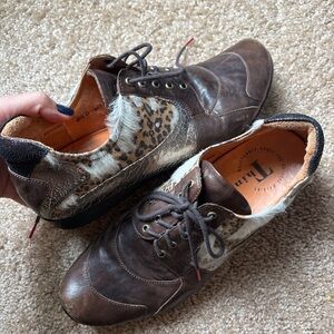 Think! Brown and Animal Print Hand Crafted Shoes